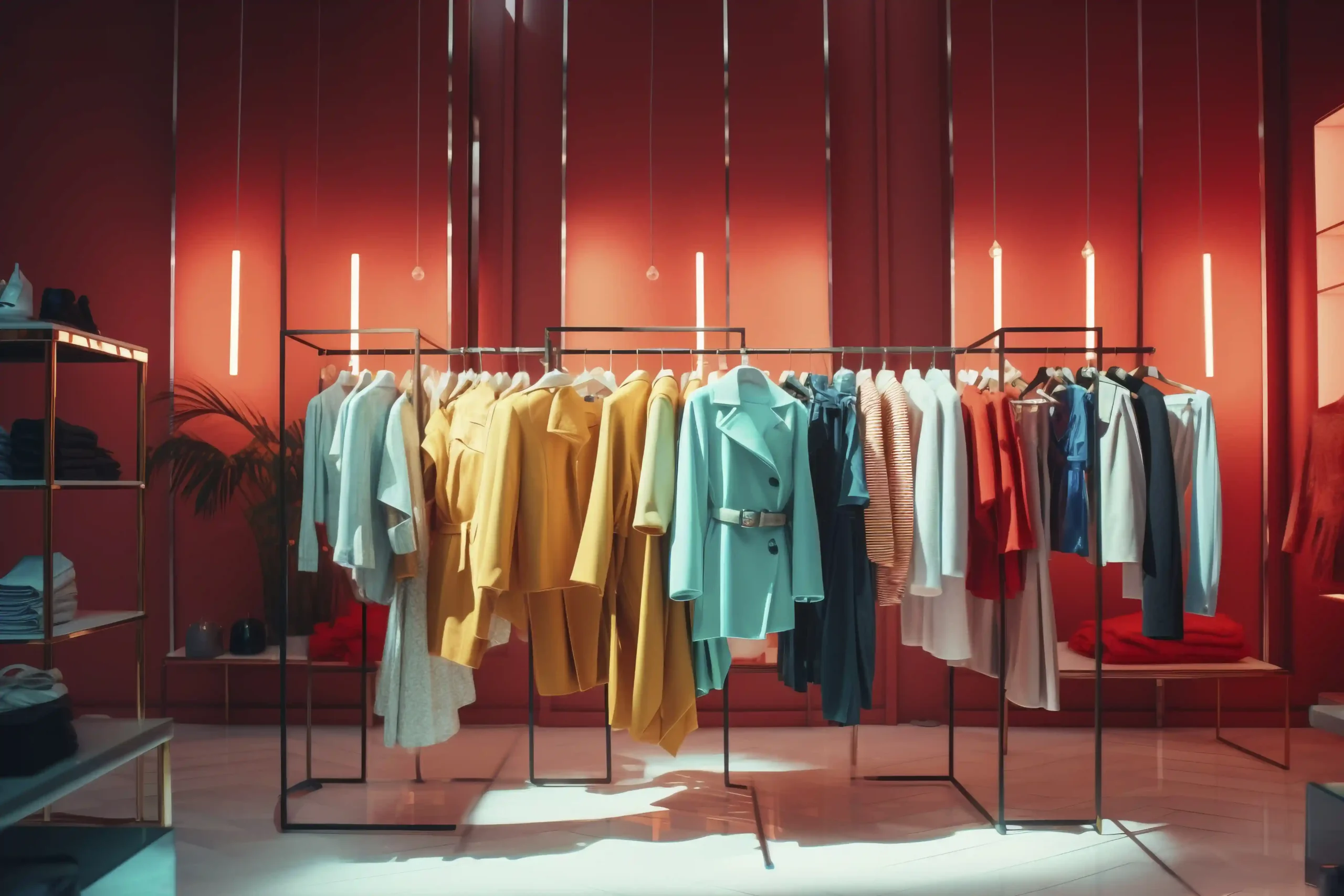 Retail clothing store rails styled for an e-commerce product shoot