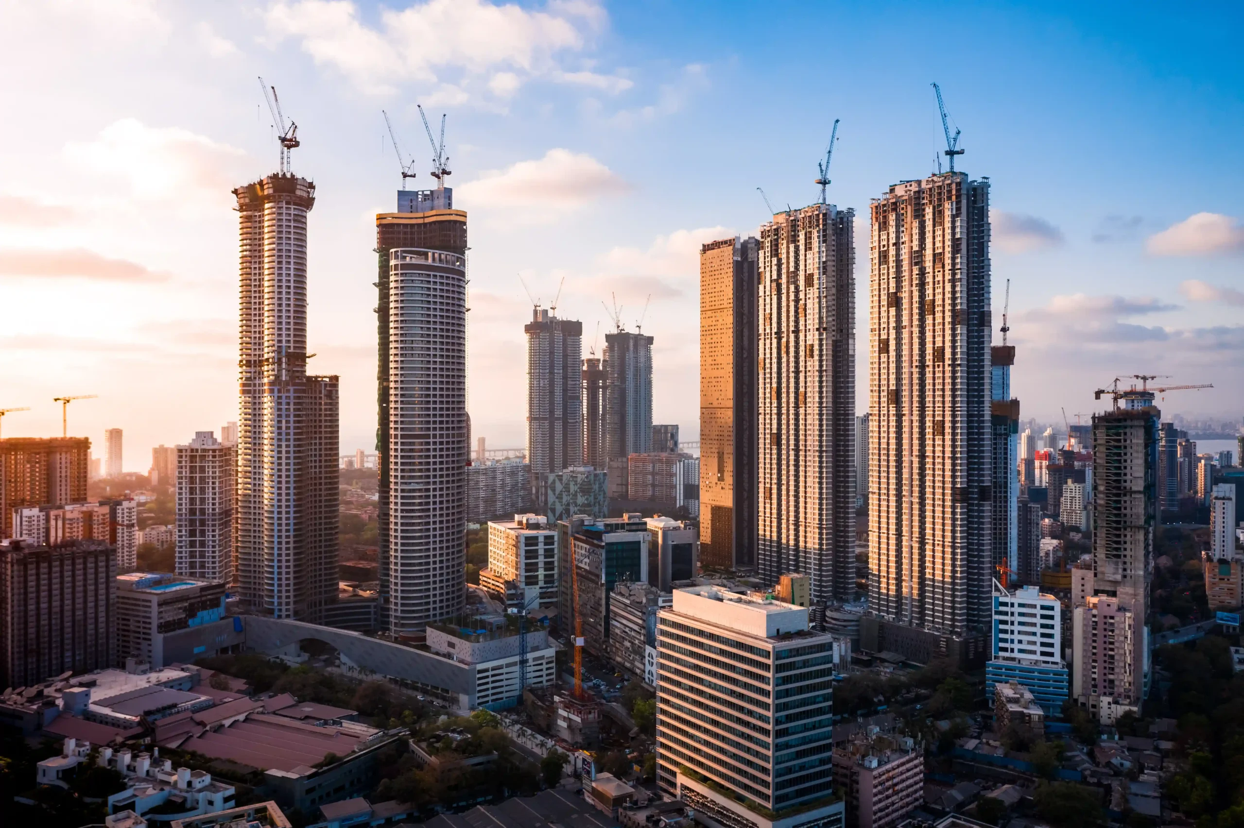 City skyline of high-rise buildings for a real estate shoot